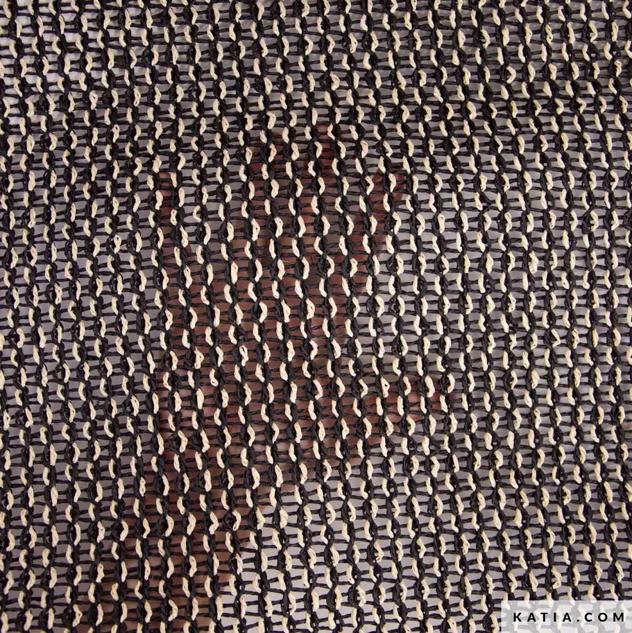 Gebreide stof van raffiapapier zwart patroon - Katia Fabrics